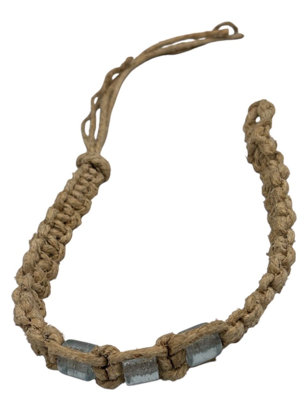15.5” Handmade Thick Hemp 6.5” Adjustable Necklace W/ 3 Pendant